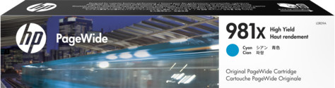 HP 981X Original Cyan Tintenpatrone für PageWide Enterprise Color 556dn und 556xh (L0R09A) - Bild 1