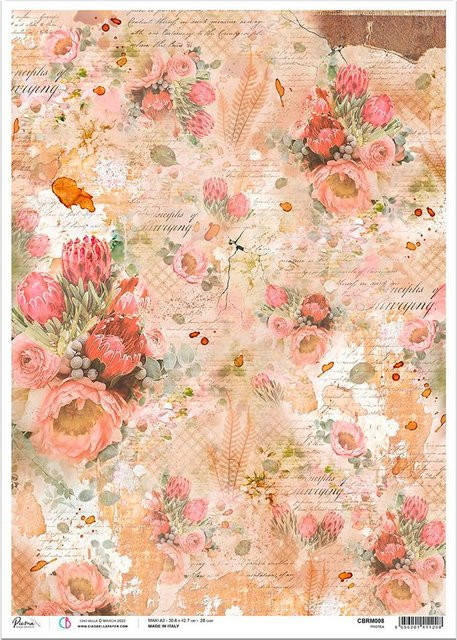 Motiv-Strohseide Protea in Multi, Format A3 - Bild 1