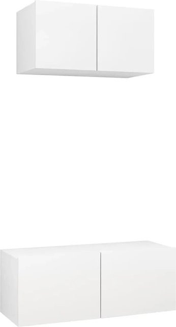 vidaXL 2-teiliges TV-Schrank-Set modern Weiß aus MDF für dein Wohnzimmer wandmontiert - Bild 1