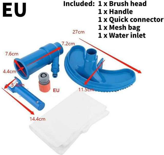 Yuyongzhi Schwimmbad Staubsauger Reinigungswerkzeug mit Saugkopf und Pinsel in Blau - Bild 1