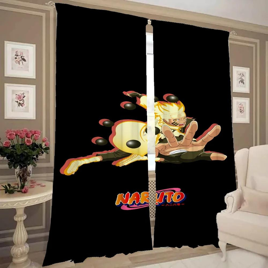 Naruto Verdunkelungsvorhänge Set aus 2 Stück für Wohnzimmer und Schlafzimmer, Breite: 50 cm, Höhe: 70 cm - Bild 3