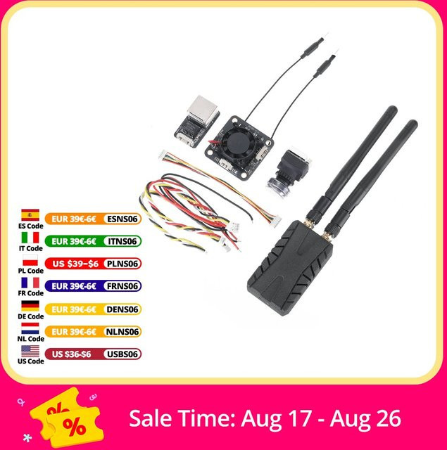 Eachine Sphere Link 5,8 GHz WIFI Digital HD 800 mW FPV Sender VTX mit 1080P Kamera und 140 Grad FOV sowie MAVLINK-Protokoll für RC Drones in Schwarz - Bild 1