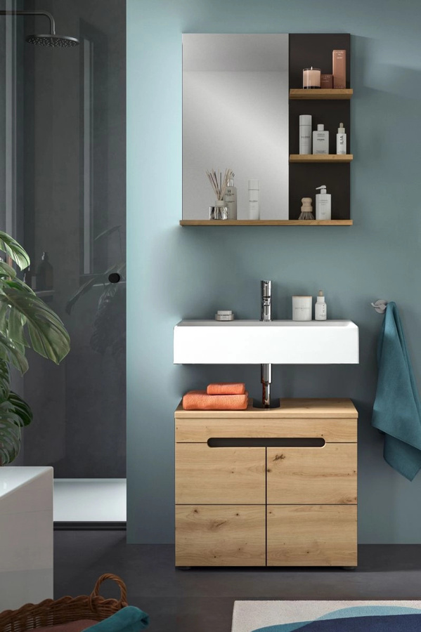 Badezimmer Spiegel Cooper von Inn.Furn in Eiche und Grau, Breite: 63 cm - Bild 2