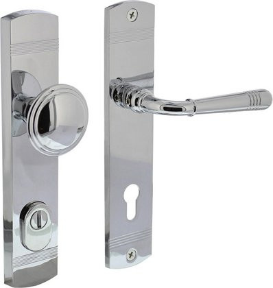 Intersteel Schutzbeschlag Helena in Silber mit Kernziehschutz PZ 92 mm und Griff/Drücker - Bild 1