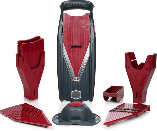 Borner Vital Slicer Gemüsehobel mit Dressing-Spender und Docking Station aus Edelstahl in Grau/Rot - Bild 1