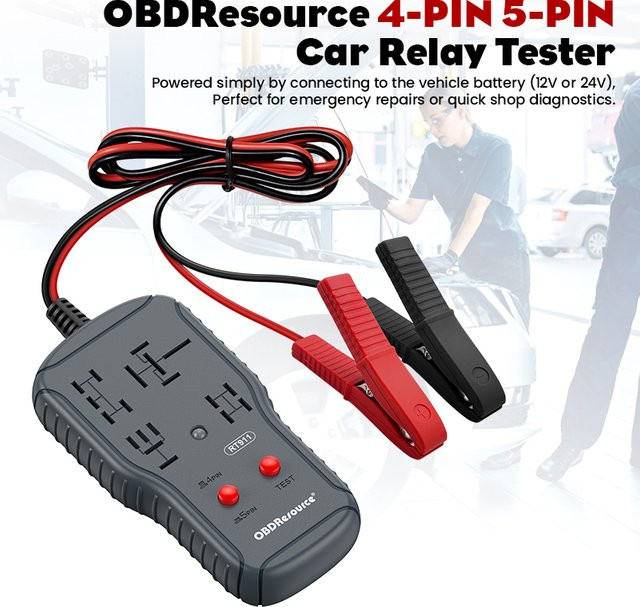 OBDMonster Universal Automotive Relais Tester für 12V/24V mit LED Anzeige zur Diagnose und Spannungsmessung - Bild 1