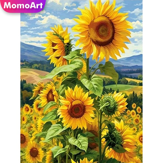 Momoart Sonnenblumen Diamantmosaik DIY Blumen-Diamantmalerei Wandkunst in Mehrfarbig, B/H: 30 x 20 cm - Bild 1