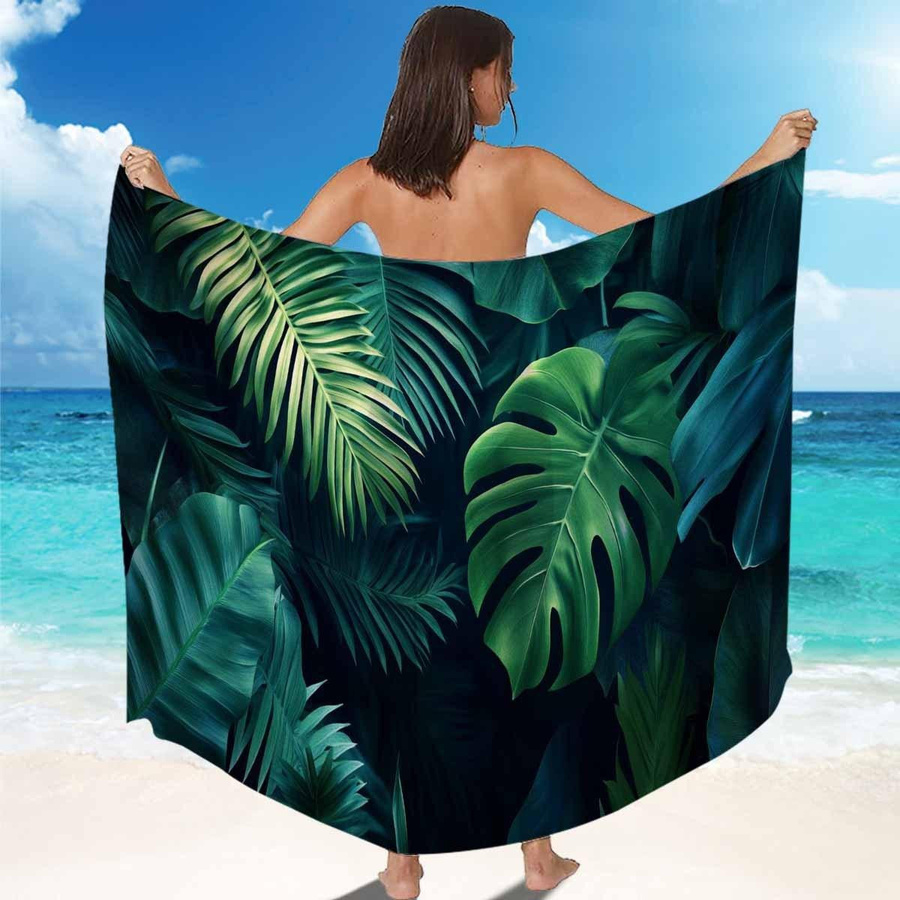 Ka Chen Muda Tropisches Blatt Pareo Stranddecke, schnelltrocknend und saugfähig, B: 40 cm, H: 60 cm - Bild 2