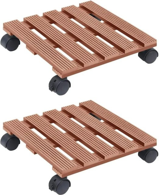 vidaXL Pflanzenroller aus WPC in Braun, 2er-Set, B/T/H: 30 x 30 x 7,5 cm - Bild 1