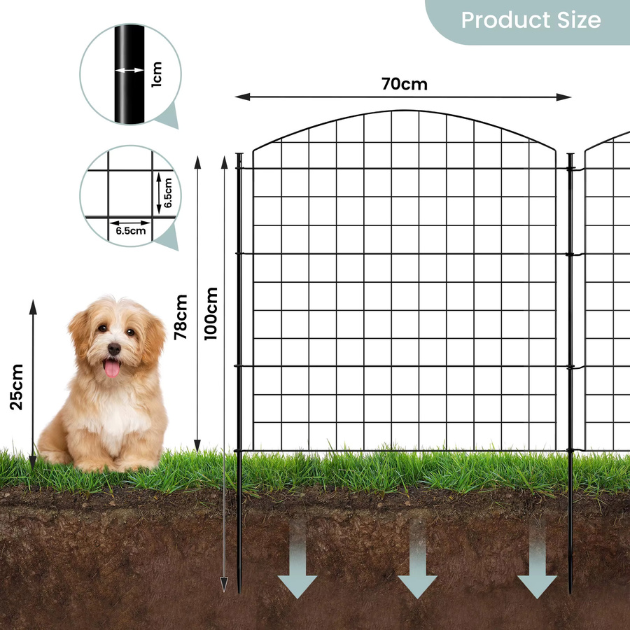 WOLTU Dekorativer Gartenzaun in Schwarz als Bogenzaun und Tierbarriere für Garten, Hof und Outdoor, B/H: 100 x 70 cm - Bild 4