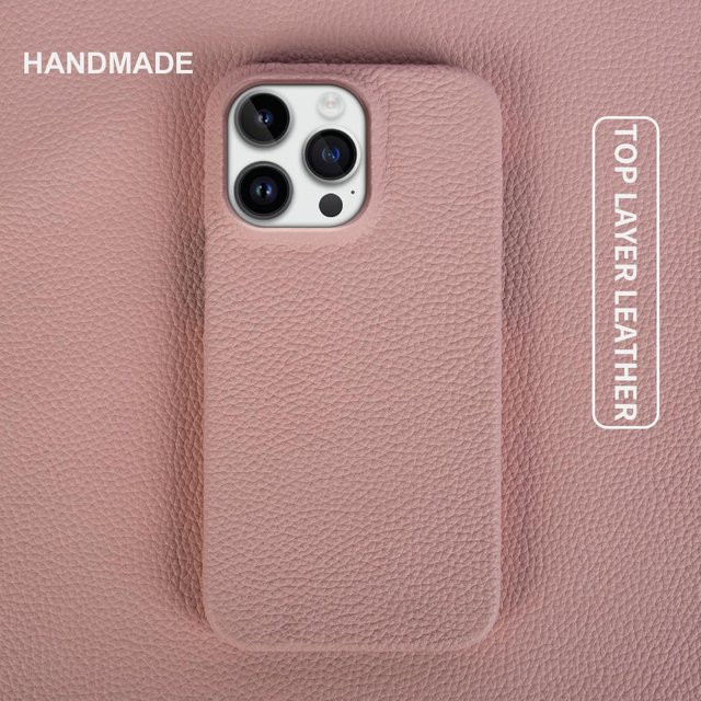 Echte Rindsleder Handyhülle für Apple iPhone in Pink - Bild 1