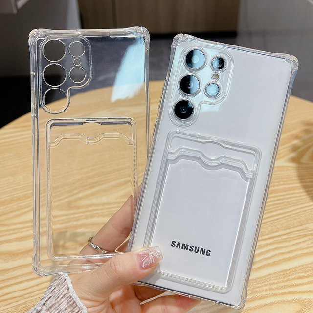 Silikon Handyhülle mit Kartenhalter für Samsung Galaxy A56 5G A17 A16 A15 A55 A54 A36 A35 A53 A52 A26 A25 A22 A14 A13 A07 A06 A05s in Transparent - Bild 1