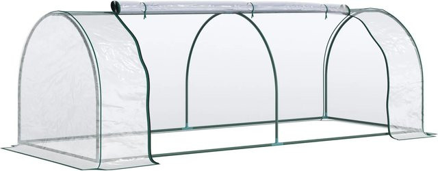 Furnicato Gewächshaus mit Tür in Grün und transparenten Kunststoffelementen, B/T/H: 250 x 100 x 80 cm - Bild 1