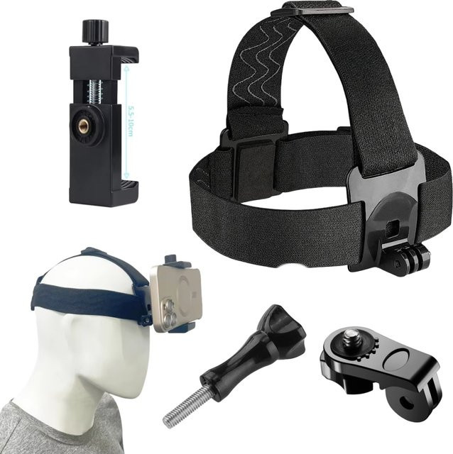 Kopfband Handy Halter und Stirnband Montage Kit für GoPro Hero 11 10 9 8 7 Action Kamera in Schwarz - Bild 1