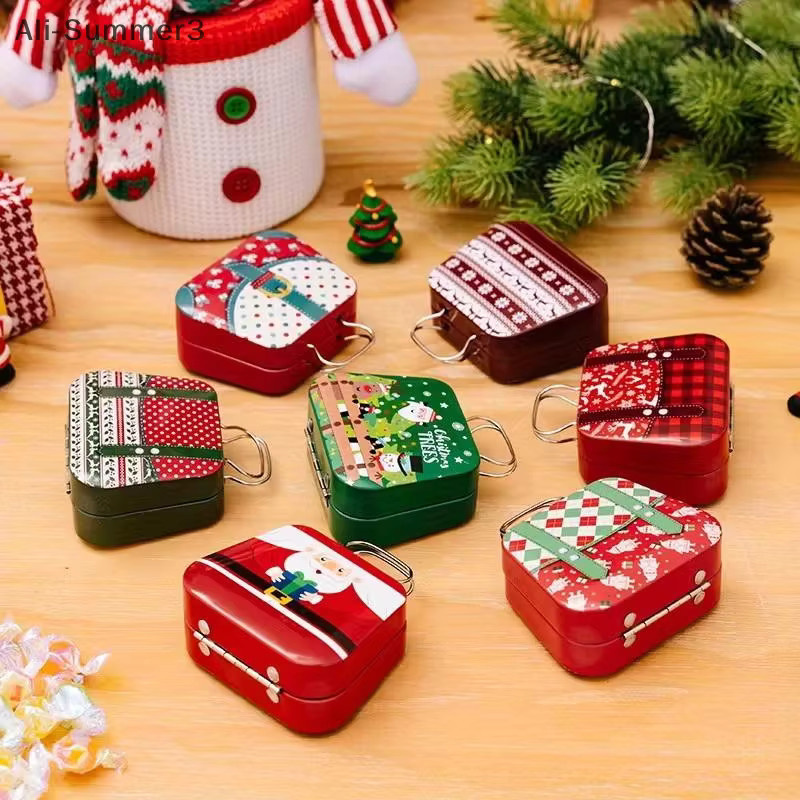 Bunte Weihnachts-Geschenkboxen aus Metall als Tragetaschen für Süßigkeiten und Kekse für Kinder - Bild 2