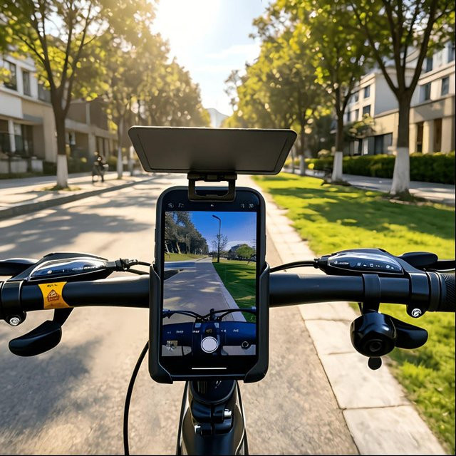 Faltbarer Handy-Sonnenschutz Clip in Schwarz als Anti-Glare Sonnenblende für GPS-Navigation im Auto und auf dem Fahrrad - Bild 1
