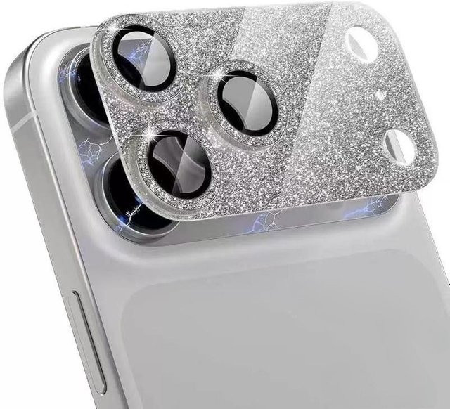 Bling Glitzer Diamant Kameralinsen-Schutz für iPhone 17 Pro Max aus gehärtetem Glas in Schwarz - Bild 1