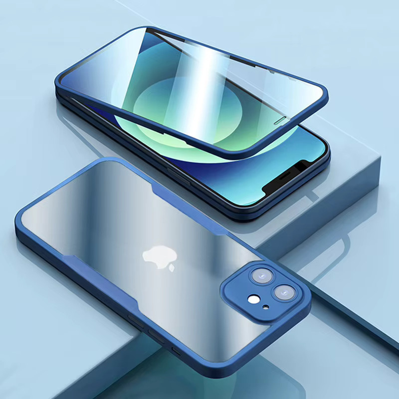Transparente 360 Ganzkörperschutz Handyhülle mit Frontscheiben-Stoßstangenabdeckung für Apple iPhone 11 12 13 14 15 16 17 Pro Max X XR XS 7 - Bild 1