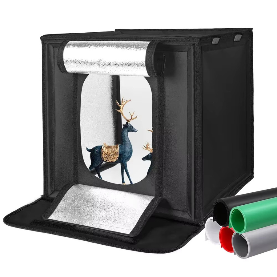 SH Tisch-Fotobox Fotostudio-Aufnahmezelt mit LED-Beleuchtung und 5 Hintergrundpapieren - Bild 6