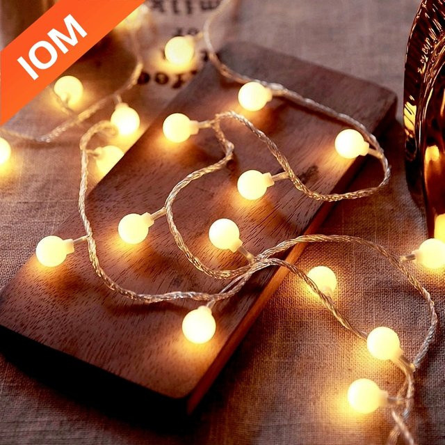 OKAL RED EAST LED Power Ball Lichterkette in Warmweiß mit 10m Länge, USB und Batterie betreibbar - Bild 1