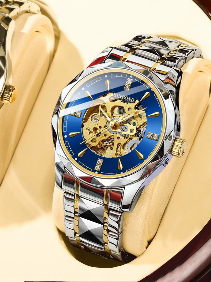 BINBOND Armbanduhr, Automatik, Edelstahl, Blau, Herren - Bild 7