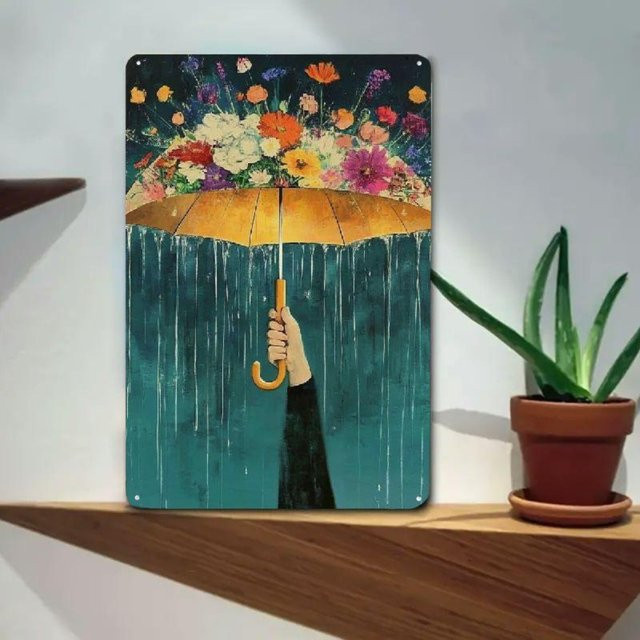 Vintage Floral Metall Blechschild CIFBUY Retro Wandschild Botanisches Design Mehrfarbig B: 20,32 cm, H: 30,48 cm - Bild 1