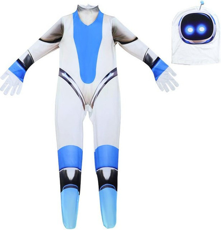 DewBloom Astro Bot Cosplay Kostüm Jumpsuit Weiß Blau