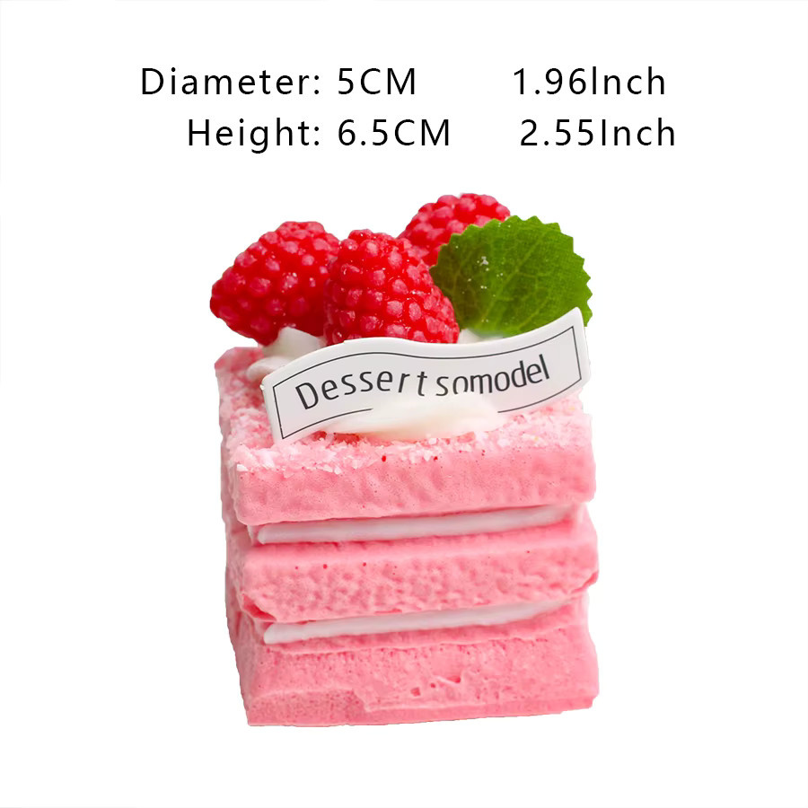 Simuliertes dreieckiges Pfannkuchen-Modell als Frucht-Creme-Dessert in Pink zur Bäckerei-Dekoration und als Fotografie-Requisite - Bild 3