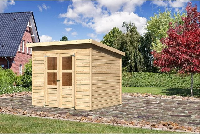 Karibu Holz-Gartenhaus Vellinge Natur Unbehandelt mit modernem Design B/T/H: 238 x 210 x 222 cm - Bild 1