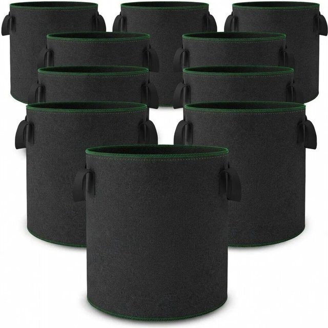 TTL GARDEN Pflanzsack 10er Set aus Filz mit 15 l Volumen, Durchmesser: 26 cm, ideal für Kräuter, Gemüse und Blumen - Bild 1