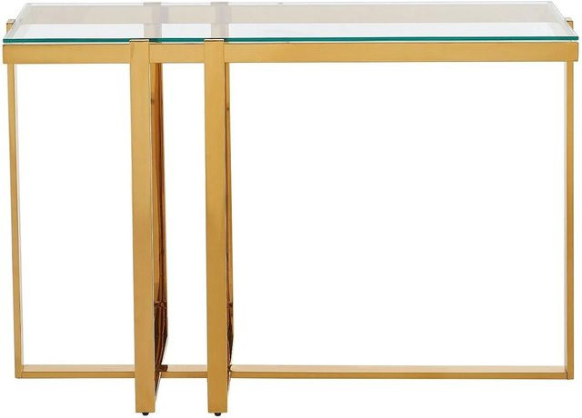 Vente-unique Konsolentisch Veletia aus Sicherheitsglas und Chromstahl in Transparent und Gold, Breite: 120 cm - Bild 1