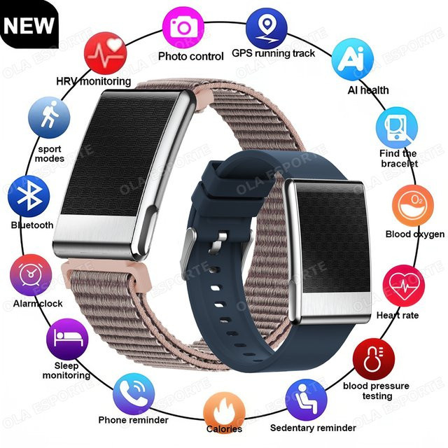Ola Esporte Intelligentes Armband ohne Bildschirm in Weiß mit EKG, PPG, Herzfrequenz, Blutdruck, Stressmessung, Temperaturanzeige und SOS-Funktion, wasserdicht, Unisex - Bild 1