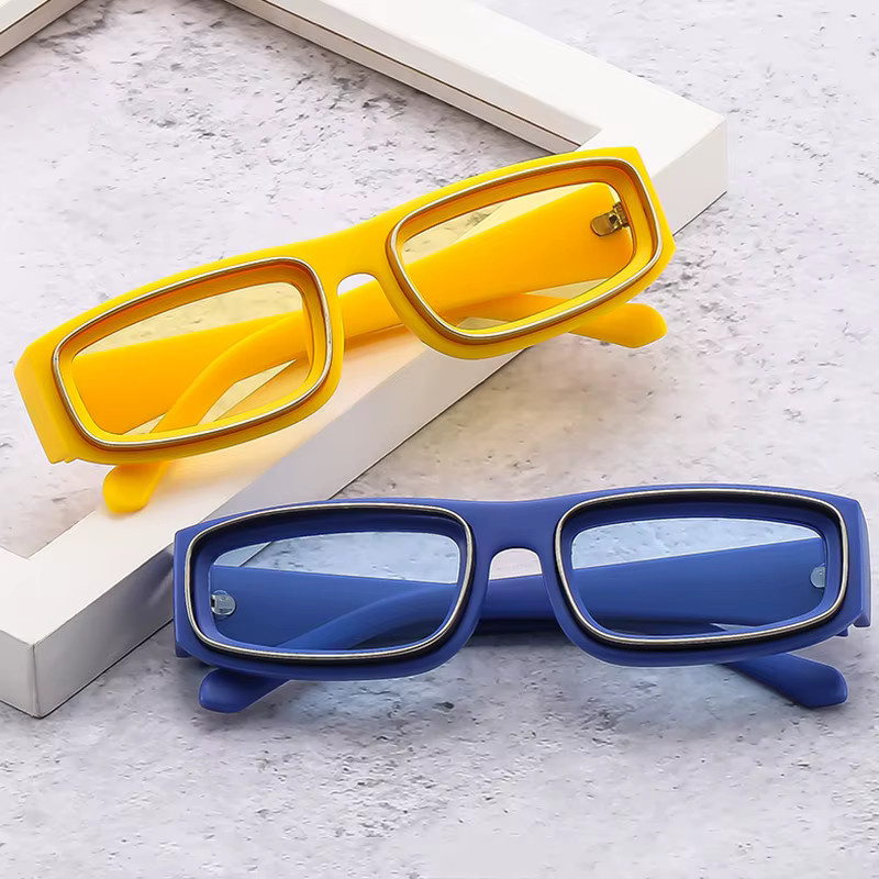 SHAUNA Sonnenbrille Rechteck, Vollrand, Gelb Orange, Unisex, Kunststoff - Bild 3