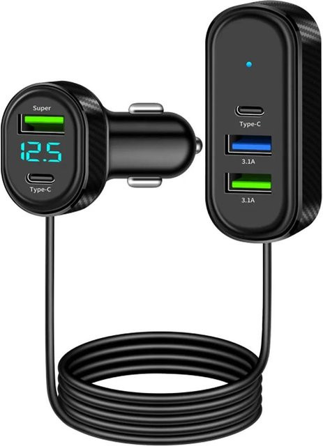 YJMP Auto Parts 5 in 1 Autoladegerät 66W mit USB-C und USB-A Schnellladung in Schwarz - Bild 1