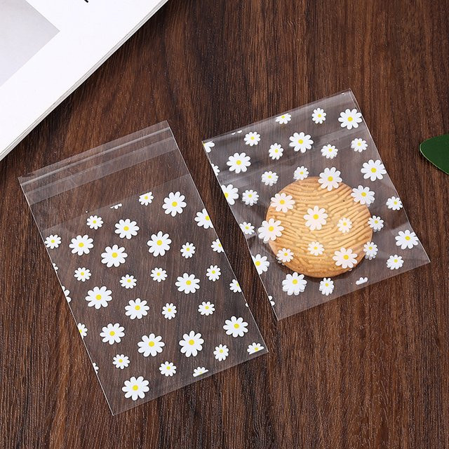 Transparente Kunststoff Geschenkbeutel mit Gänseblümchen-Design für Hochzeiten, Partys oder Weihnachten, 50 Stück - Bild 1