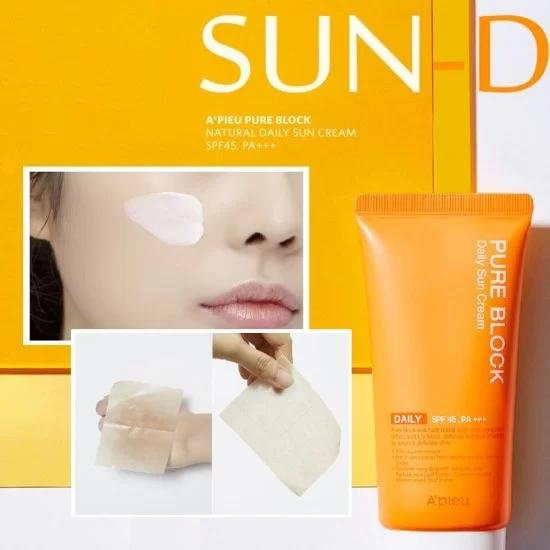 A'PIEU Pure Block Natural Daily Sonnencreme, LSF 50, 50 ml, Empfindliche Haut - Bild 1