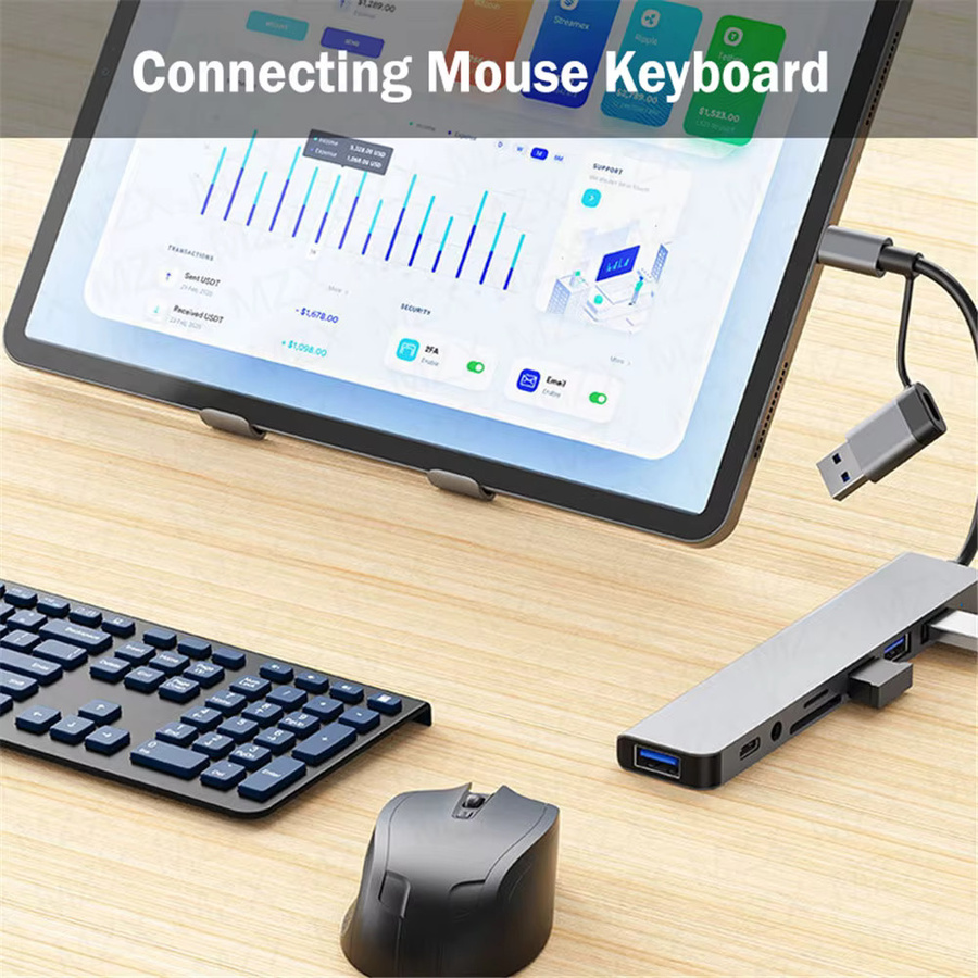 MZX 8-in-1 USB A C Hub Dockingstation Multi-Adapter mit SD TF Kartenleser und Audio Anschluss für Laptop und PC - Bild 3