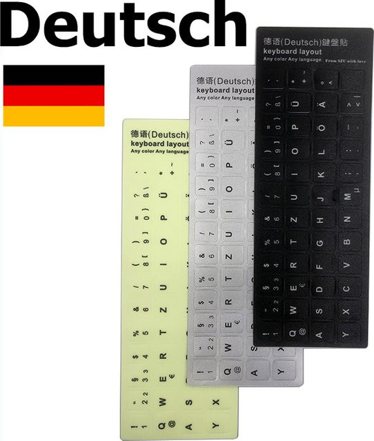 HECULAS Tastatur Aufkleber Deutsches Tastatur Layout Buchstaben Alphabet in Schwarz - Bild 1