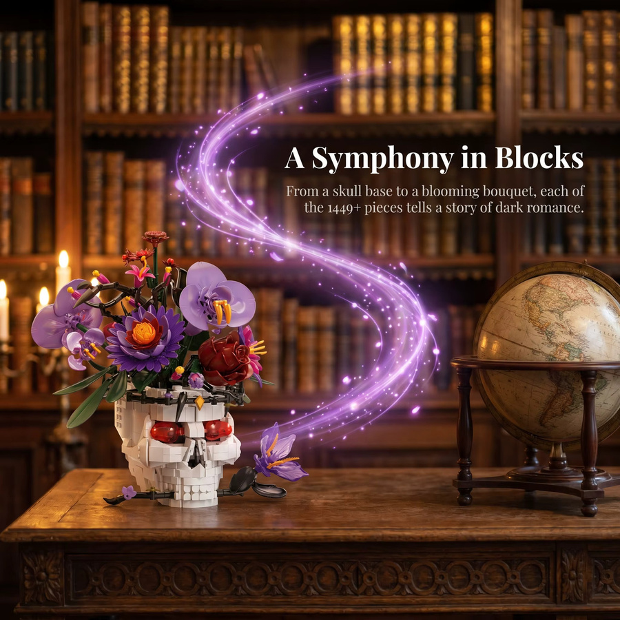 AMAZINGBLOKS Gothic-Totenkopf-Blumentopf, Baukasten, 1449 Teile, ab 14 Jahren - Bild 2