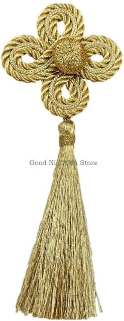 Vier Blattklee Quasten mit Goldfäden Design für Handwerksdekoration und Kostüm-Styling in Gold - Bild 1