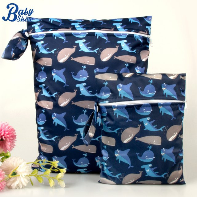 Babyshow 2-teiliges Set wasserdichte Stoffwindel-Nassbeutel in Blau, wiederverwendbar und waschbar - Bild 1