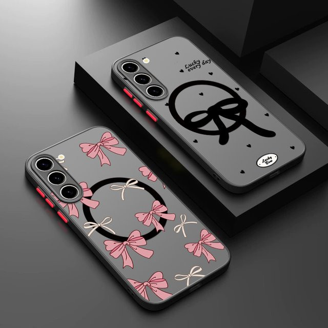 Magnetische Handyhülle mit Schleifenmuster für Samsung Galaxy S26 S25 S24 S23 Ultra FE A56 A55 A36 A16 in Schwarz - Bild 1