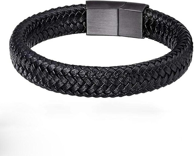 NATAWA Magnetarmband, PU-Leder, Schwarz, Herren, 20cm - Bild 1