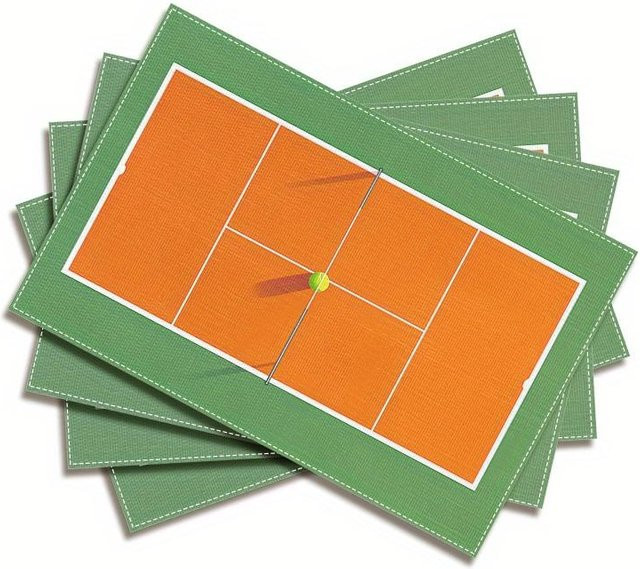 JF TableLinen Platzset Tennis-Design aus Leinen, 8er-Set, Grün, B/T: 45 x 30 cm - Bild 1