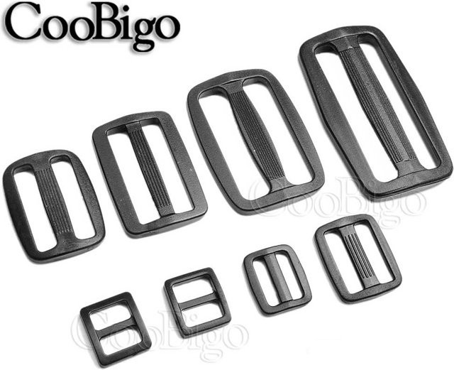 CooBigo Tri Glide Kunststoff-Schieber für Rucksackgurte und Gurtband, 10 Stück, Schwarz - Bild 1