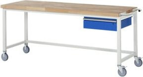 Fahrbare Werkbank RAU mit Querstrebe und Schublade, B/T/H: 200 x 70 x 88 cm - Bild 1