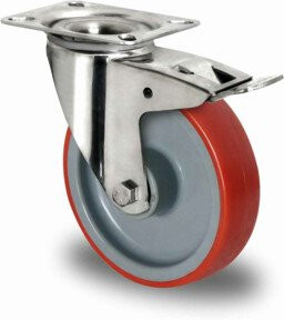 CASCOO Lenkrolle Serie N2U6 mit Totalfeststeller und Rollenlager aus Edelstahl, Durchmesser: 125 mm - Bild 1