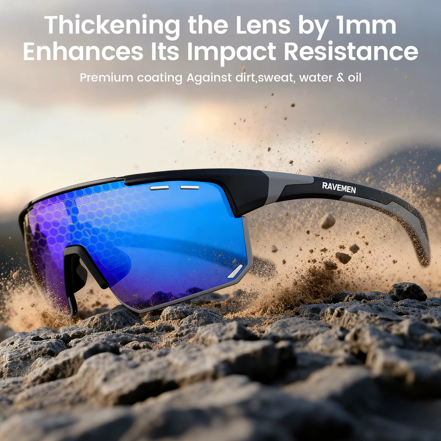 RAVEMEN CG13 Sportsonnenbrille, Vollrand, TR90, Blau - Bild 5