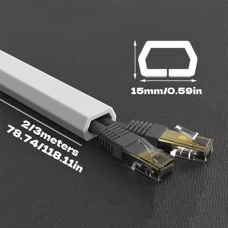 Selbstklebendes PVC-Kabelrohr als flexible Kabelschutzabdeckung für deinen Haushalt, 2 m oder 3 m Länge, in Grau oder Weiß - Bild 2
