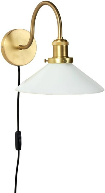 PR Home Axel Wandleuchte in Gold/Messing und Weiß mit Glas und Metall, E27, Höhe: 35,0 cm, Breite: 25,0 cm, Tiefe: 15,0 cm - Bild 1